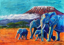 Load image into Gallery viewer, Elephant Family at Mount Kilimanjaro
