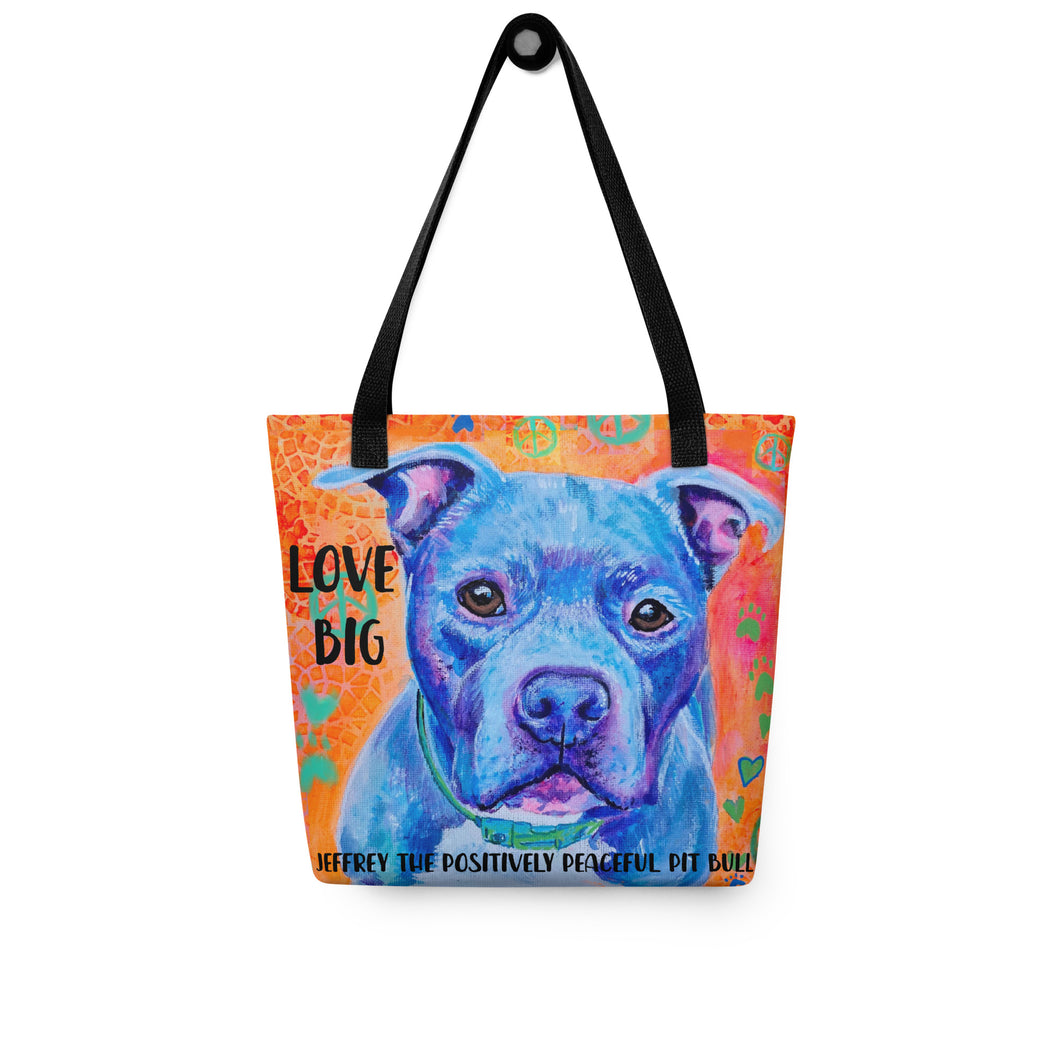 Jeffrey the Positively Peaceful Pit Bull - Tote bag